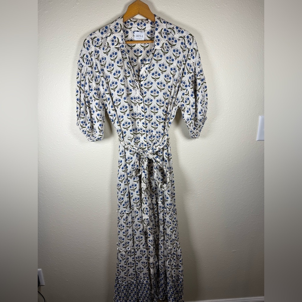 Misa Los Angeles Daniela Floral Maxi Puff Sleeves Button Front S Cottagecore - Picture 5 of 12